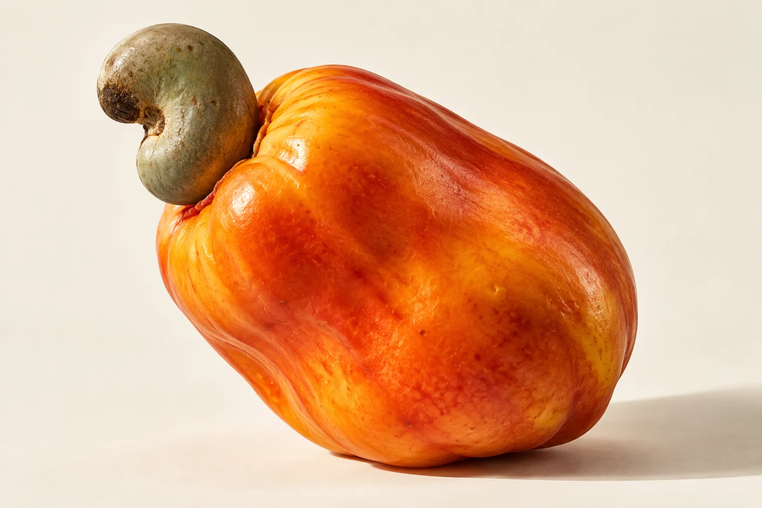 Estudo de imagem de produto com caju em fundo claro